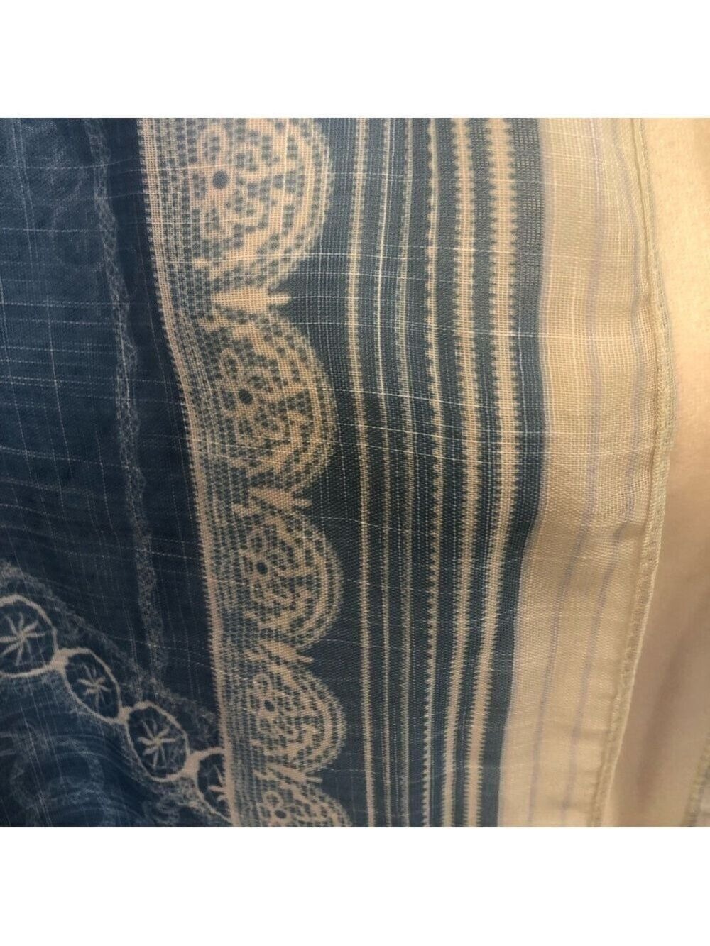 Italy Fulars large scarf wrap. Blue white frayed ends art to wear artsy - Picture 11 of 13